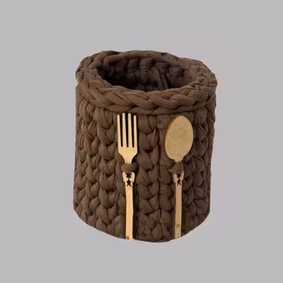 سبد قلاب بافی تریکو مدل نگهدارنده قاشق و چنگال کد 01 