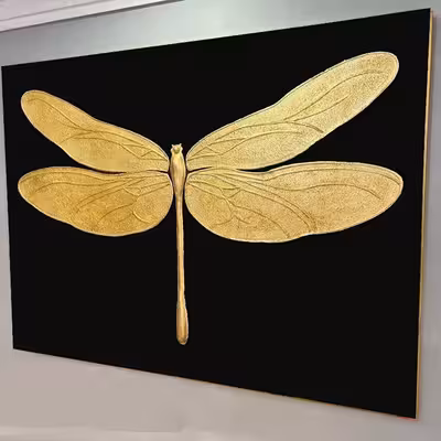 تابلو نقاشی ورق طلا طرح سنجاقک نقش برجسته کد 0190