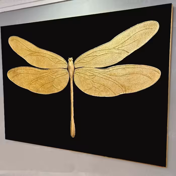 تابلو نقاشی ورق طلا طرح سنجاقک نقش برجسته کد 0190