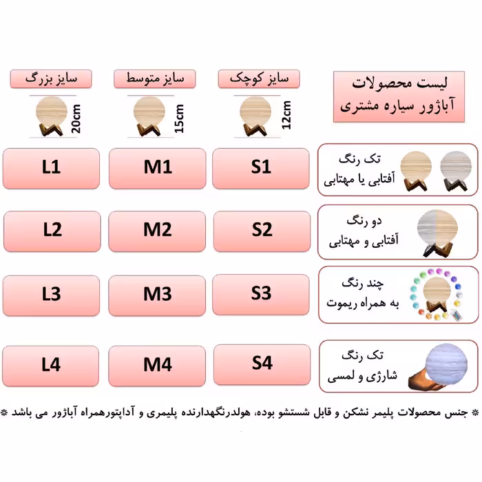 آباژور رومیزی مدل مشتری L2