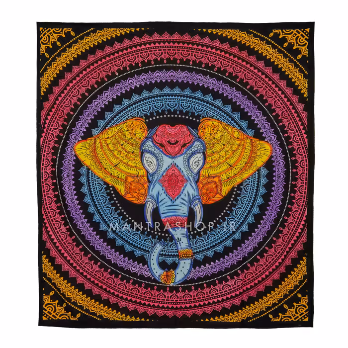 بکدراپ تپستری هندی طرح فیل (روتختی دو نفره) کد 425