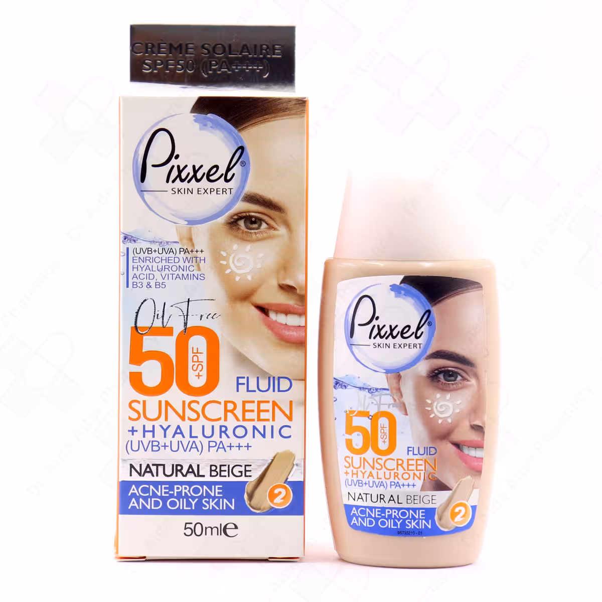 کرم ضد آفتاب SPF50 مناسب پوست چرب و جوش دار بژ طبیعی پیکسل 50 میلی لیتر