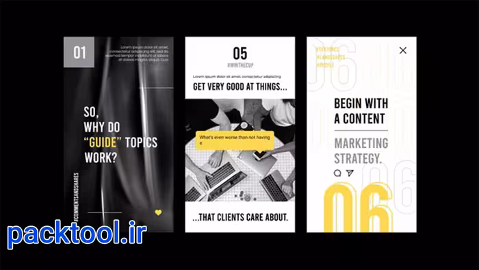 پروژه افتر افکت استوری های وبلاگ آنلاین اینستاگرام Online blog stories - پک تول