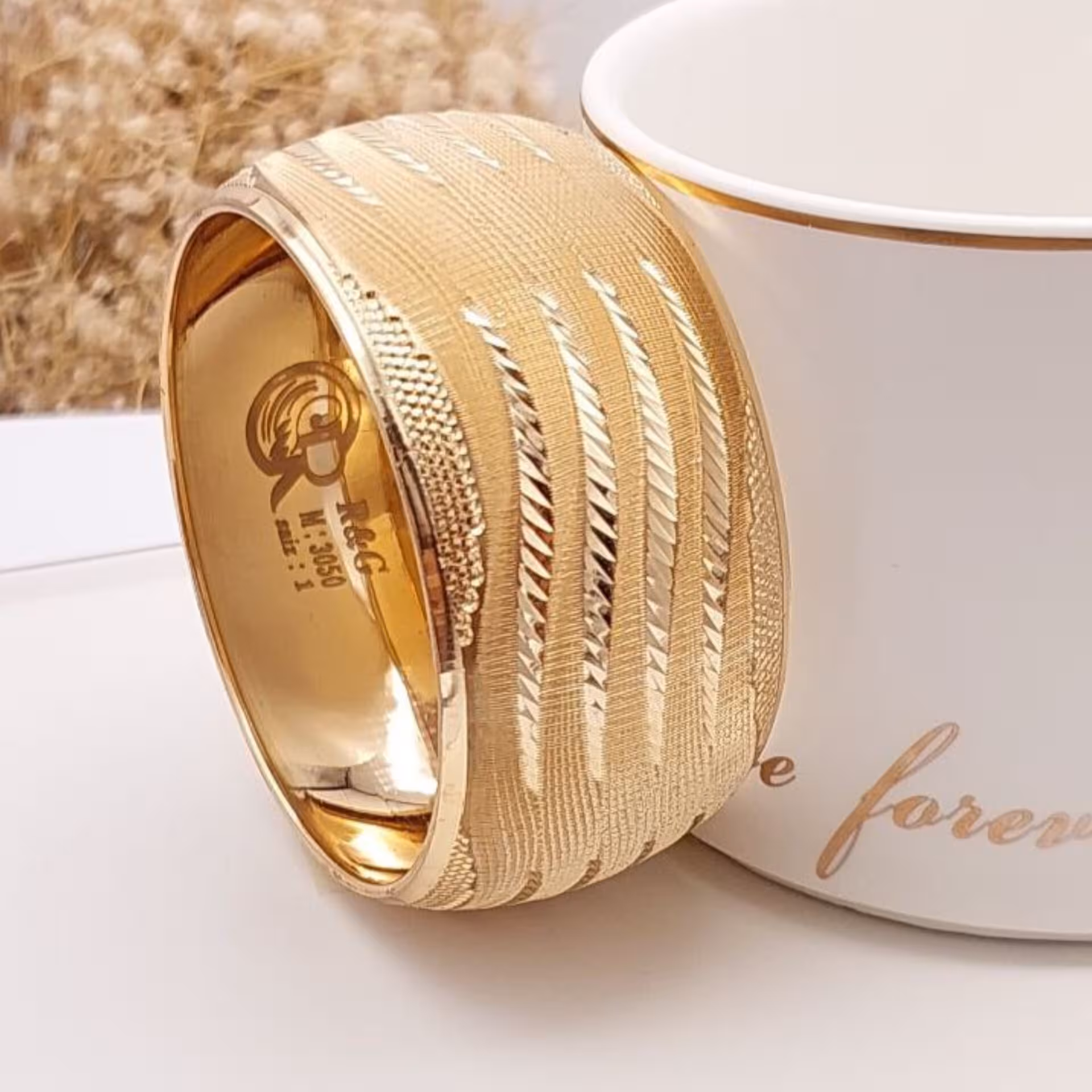 تکپوش 3 سانتی طلا روس با آبکاری طلا و حک طلای 24 عیار