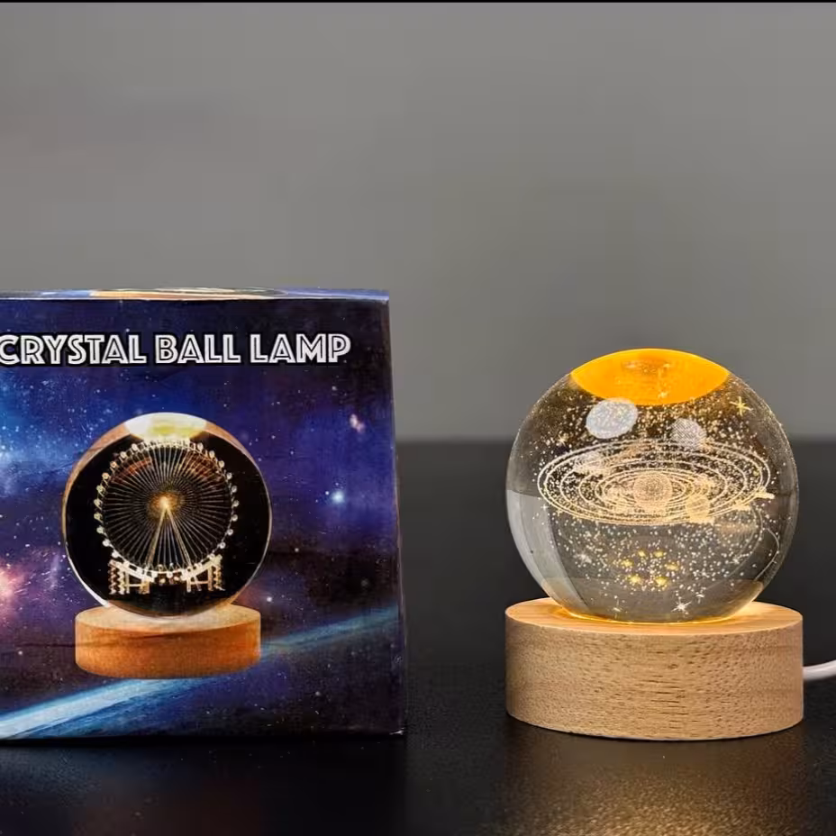 چراغ خواب گوی کریستال سایز 6