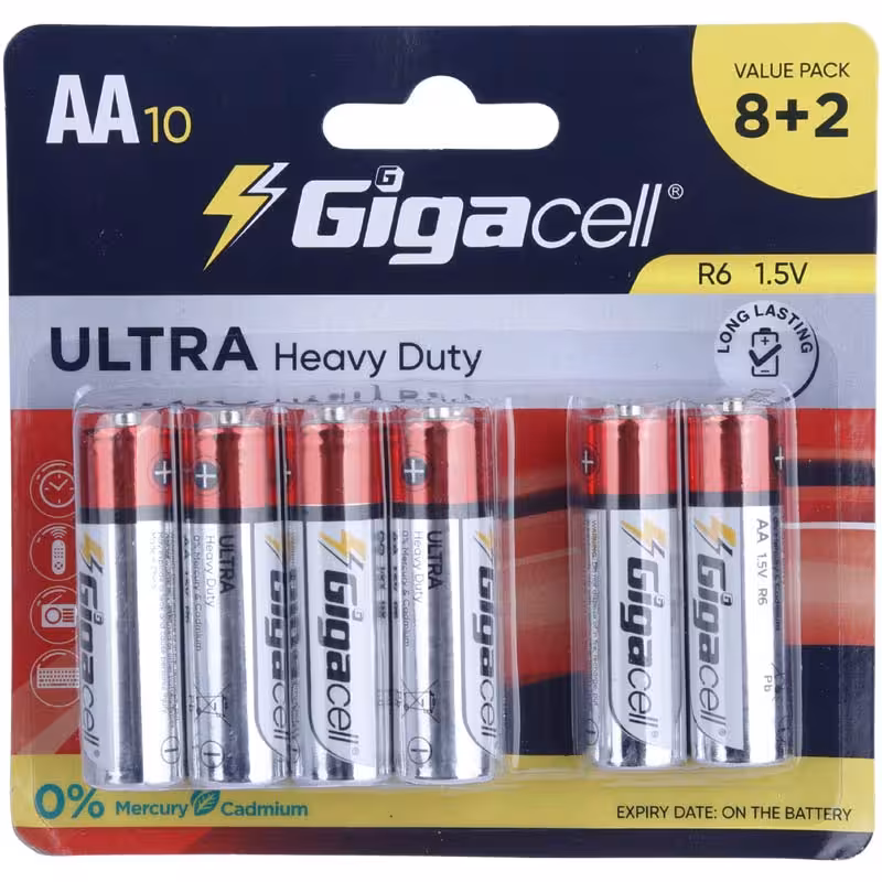 پک 2 8 باتری قلمی Gigacell Ultra Heavy Duty R6 1.5V AA