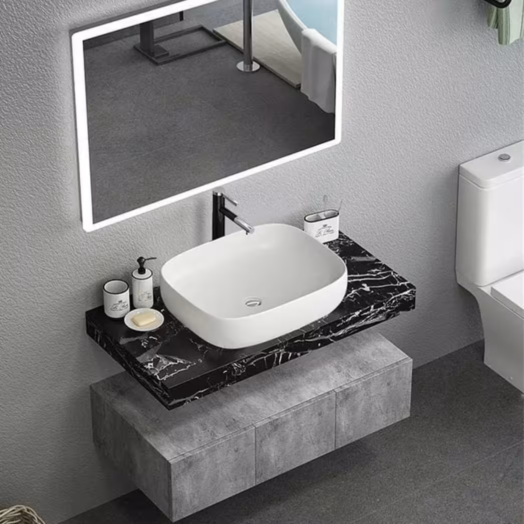 روشویی کابینتی مدل 03 تمام پی وی سی صفحه سنگی مرمریت ابزار خورده ابعاد 40 در 70 با آینه ارسال به سراسر ایران
