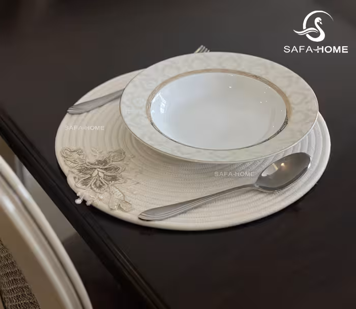 زیر بشقابی گرد قیطان دوزی استخوانی