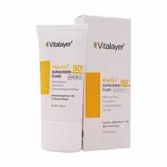 فلوئید ضدآفتاب SPF50 ویتامین سی ویتالایر بژ روشن (50 میل)