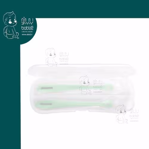 قاشق سیلیکونی دو عددی قابدار کیکابو Kikkaboo