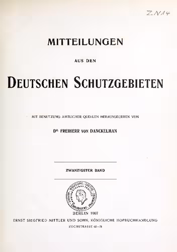 خرید و دانلود نسخه کامل کتاب Mitteilungen aus den deutschen Schutztgebieten ; mit Benutzung amtlicher Quellen