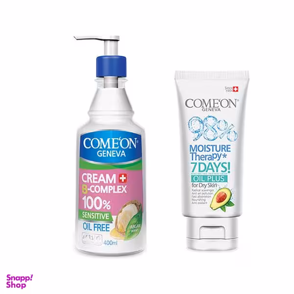 کرم مرطوب کننده کامان (comeon) مدل Oil Free Bcomplex حجم 400 میلی‌لیتر+کرم کامان (comeon)مدلOil plus حجم 75 میلی‌لیتر
