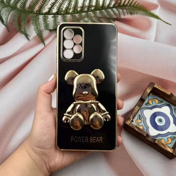 قاب گوشی Galaxy A72 سامسونگ خرس تدی طلایی محافظ لنز دار  پاپ سوکتی کد 49689