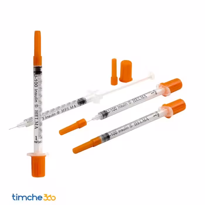 سرنگ انسولین یکپارچه یونی بادی حلما 0.1 سی سی تک عددی
