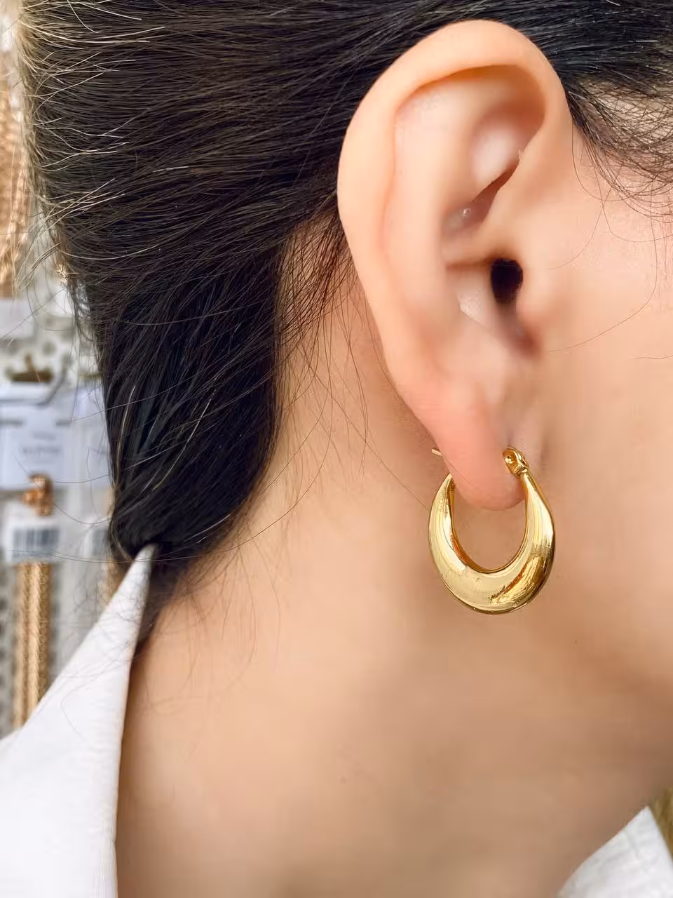 گوشواره حلقه ای استیل مدل ماه کامل