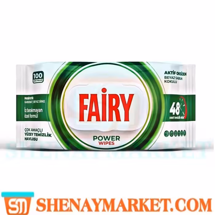 دستمال مرطوب پاک کننده چند منظوره 100 عددی فیری مدل Power Wipes