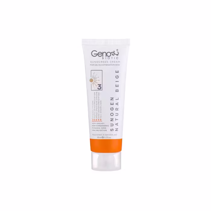 کرم ضد آفتاب رنگی ژنو بایوتیک با SPF50 مناسب پوست چرب و مختلط
