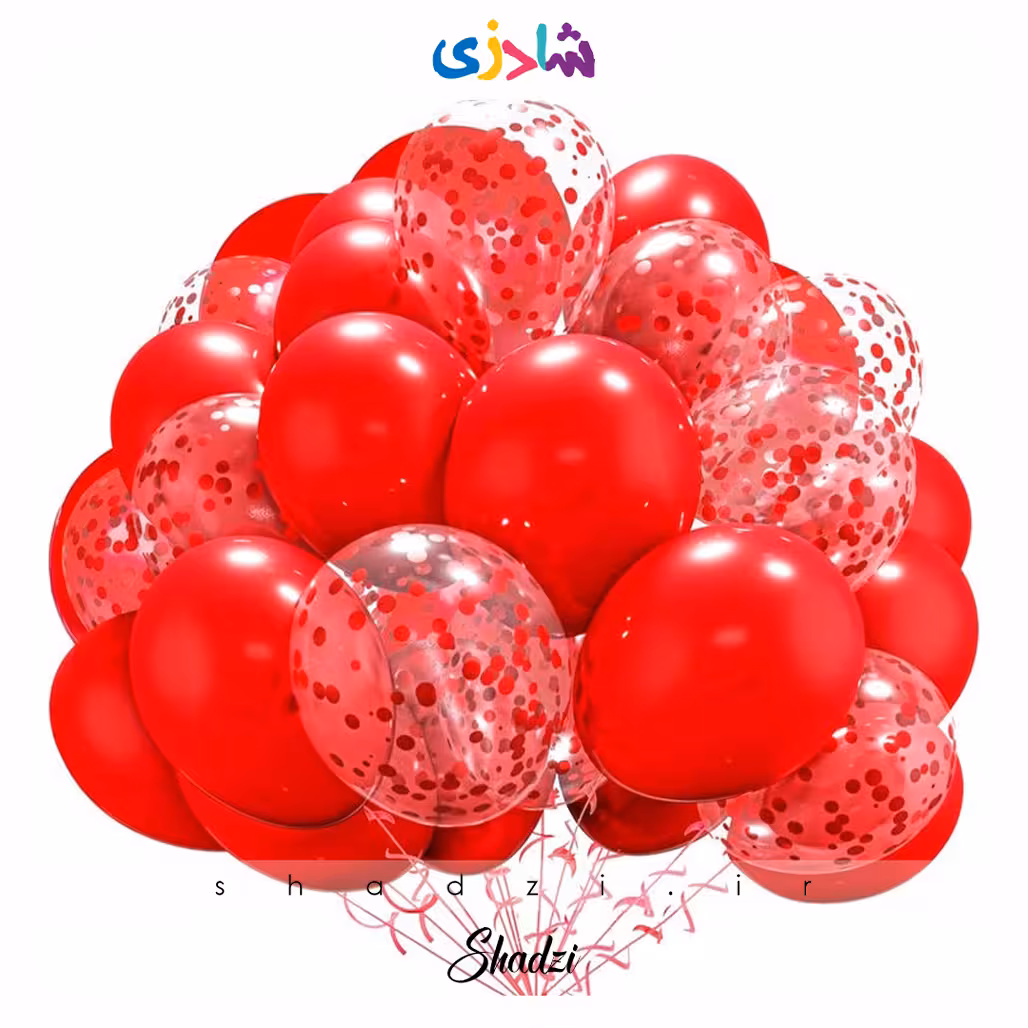 پک 30عددی بادکنک قرمز و پولکی
