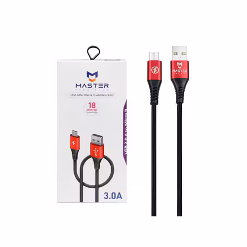 کابل شارژ کنفی سوپر فست اندروید MASTER مدل ETM 005 – مشکی قرمز