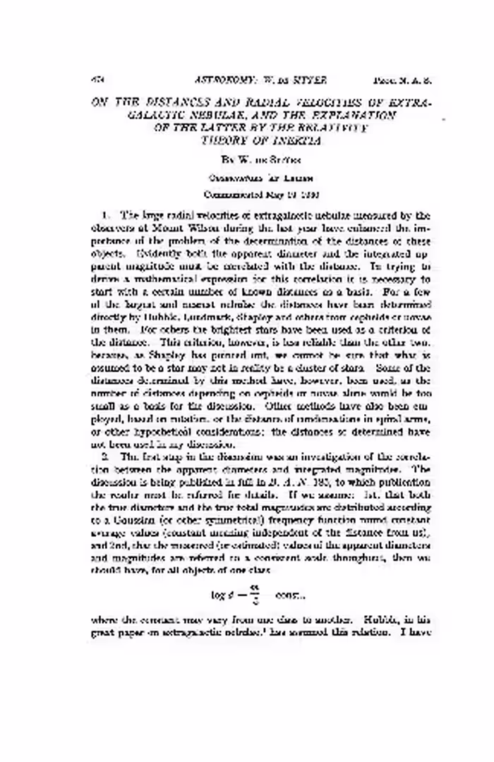 خرید و دانلود نسخه کامل کتاب On the distances and radial velocities of extra-galactic nebulae, and explanation of the latter by the relativity theory of inertia