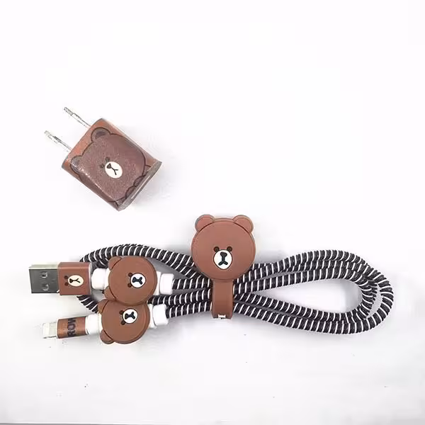 پک محافظ معمولی کابل شارژ خرس قهوه ای Bear Usb Cable Protector