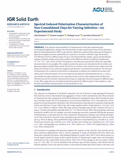 خرید و دانلود نسخه کامل کتاب Spectral Induced Polarization Characterization of Non-Consolidated Clays for Varying Salinities—An Experimental Study