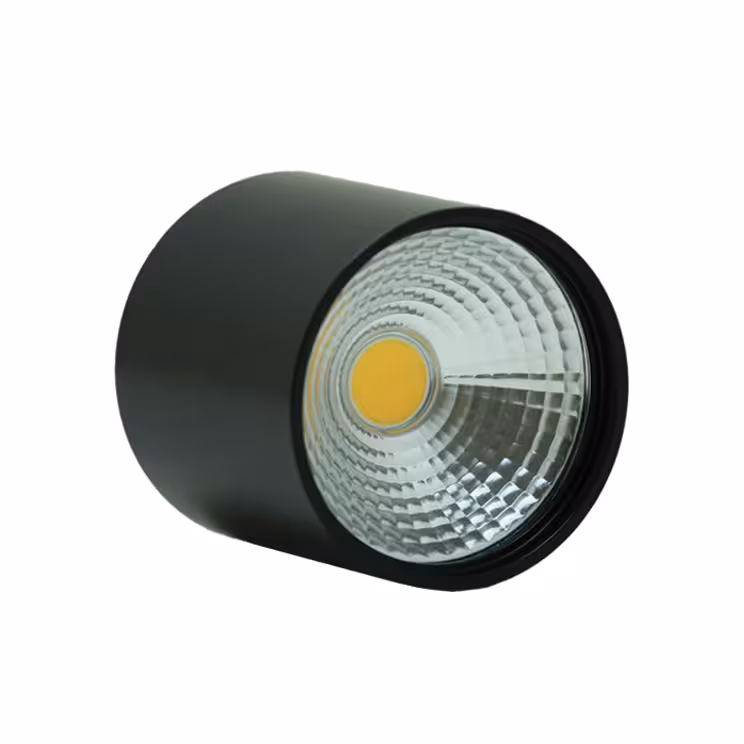 چراغ هالوژن سقفی روکار LED گرد استوانهای فلزی مدرن لوکس تزئینی بدنه مشکی ضد آب فروشگاهی 12 وات FEC کد 566