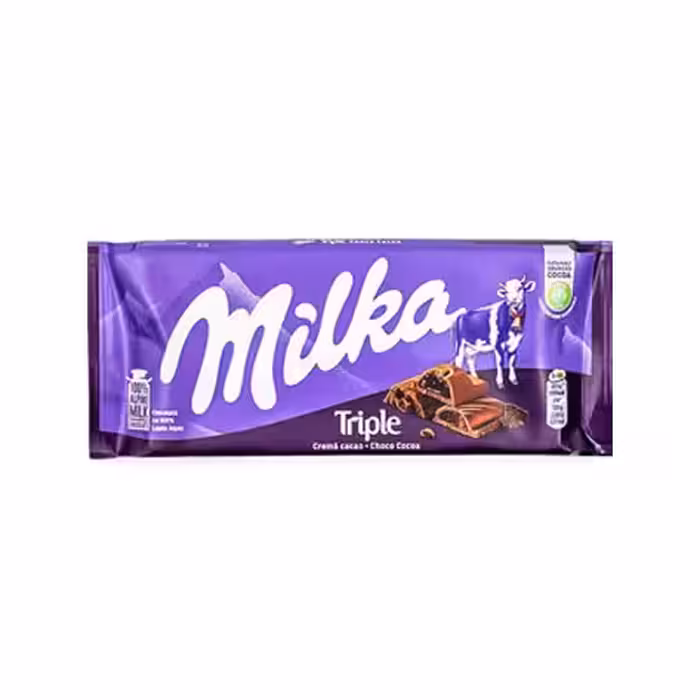 شکلات تریپل کاکائویی با سه مغز 90 گرمی میلکا Milka