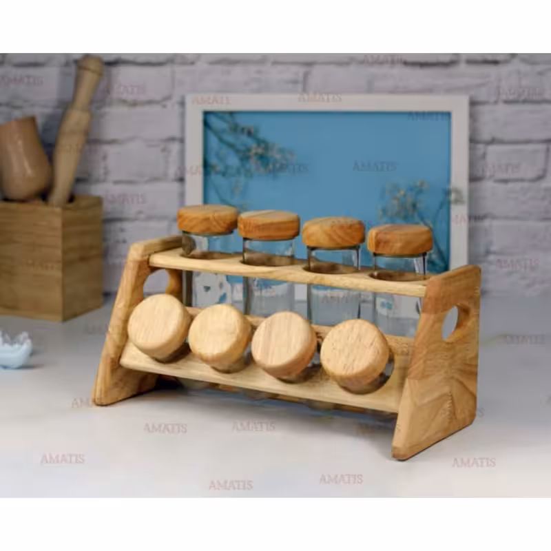 ست جا ادویه چوبی 8 تایی طرح پاریس کد 99085 از برند لونا رابروود