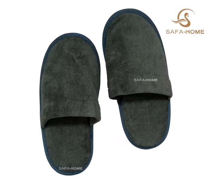 دمپایی حوله ای ساده یشمی پودایران