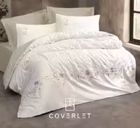 روتختی سفید نعنایی دونفره طرح برجسته کاوری مدل Jenika