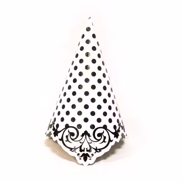 کلاه تولد خالخال مشکی و سفید