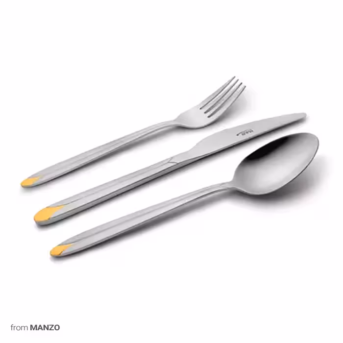 سرویس قاشق و چنگال 136 پارچه ناب استیل مدل پالرمو طلایی