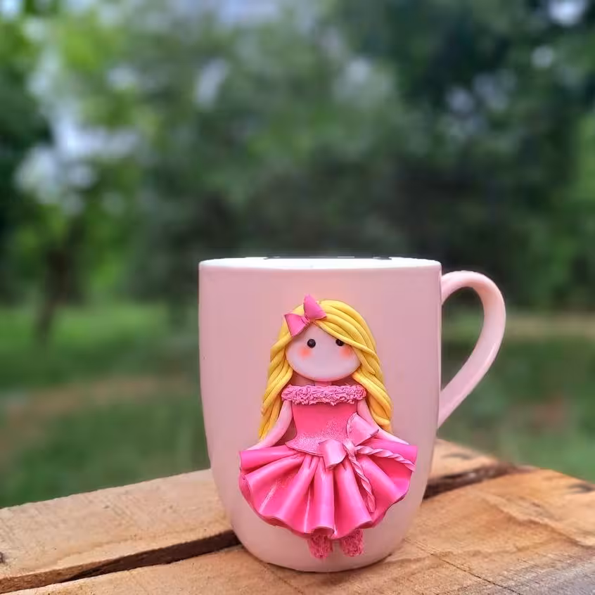 ماگ خمیری عروسکی صورتی