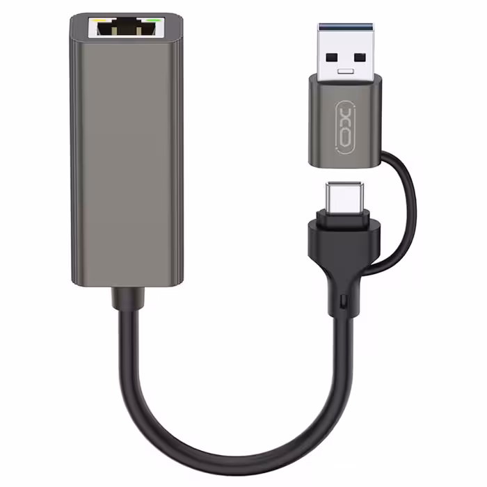 کابل تبدیل USB-C/USB-A به LAN ایکس او مدل XO-HUB018