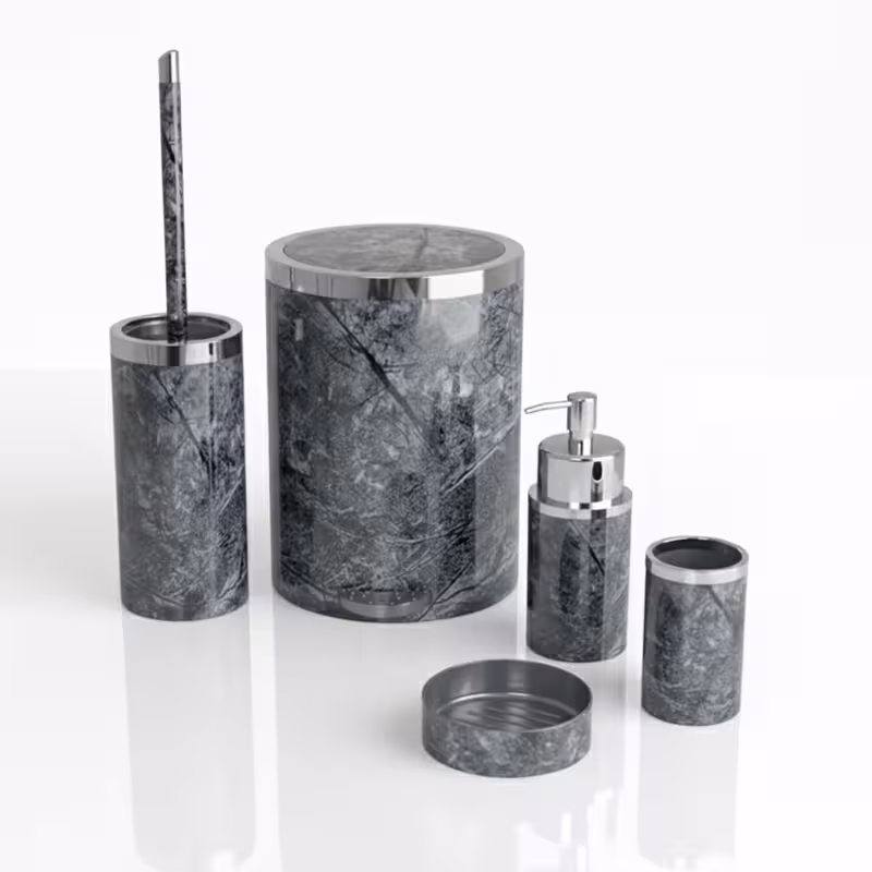 سرویس 5 پارچه هارمونی مدل روشا ماربل طوسی کروم