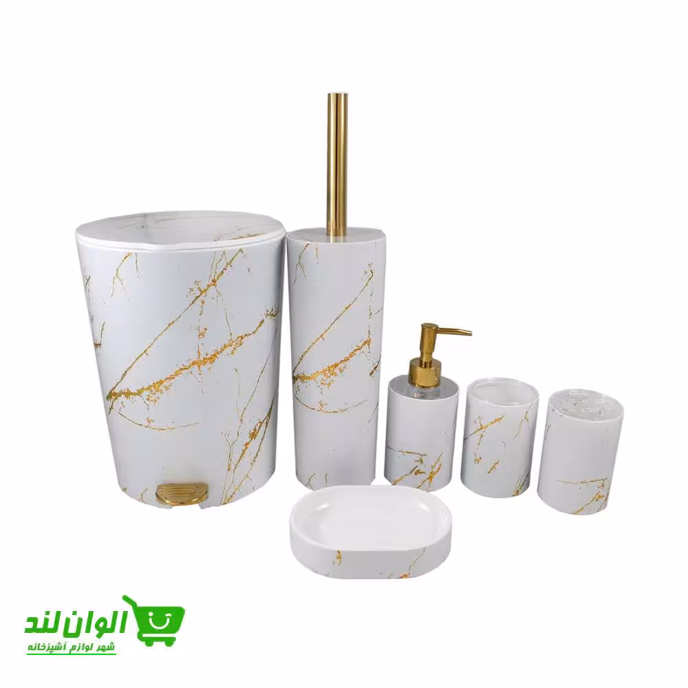 ست سرویس بهداشتی دوجداره لیمون مدل رومانتیک طرح ماربل کد 27201