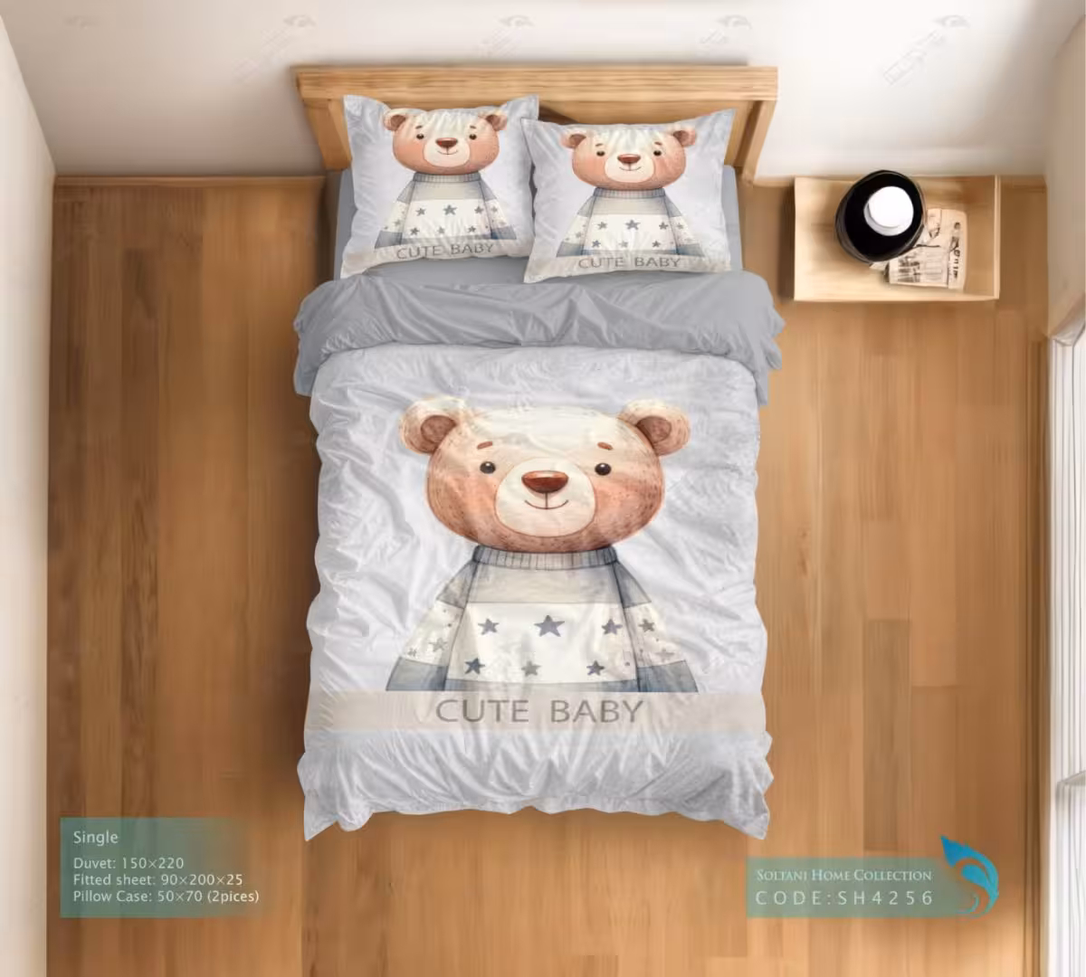 روتختی و ست کامل طرح خرس کوچولوی ناز سایز یکنفره کد SH4256