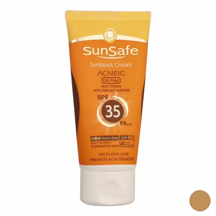 کرم ضدآفتاب spf 35 فاقد چربی بژ متوسط سان سیف