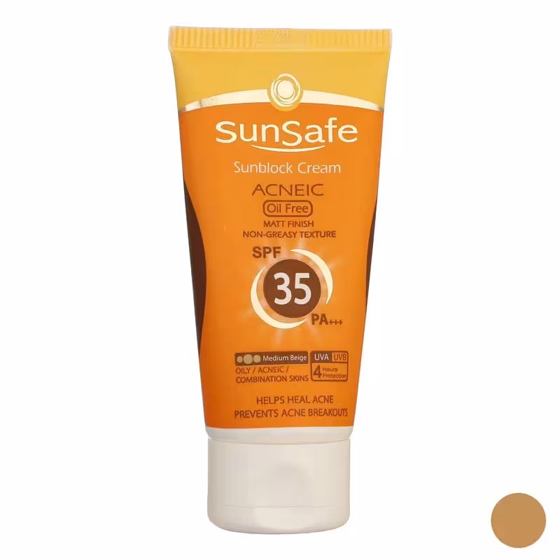 کرم ضدآفتاب spf 35 فاقد چربی بژ متوسط سان سیف