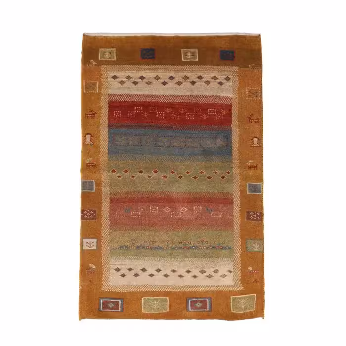 گبه دستباف یک و نیم متری طرح قشقایی کد 40303431