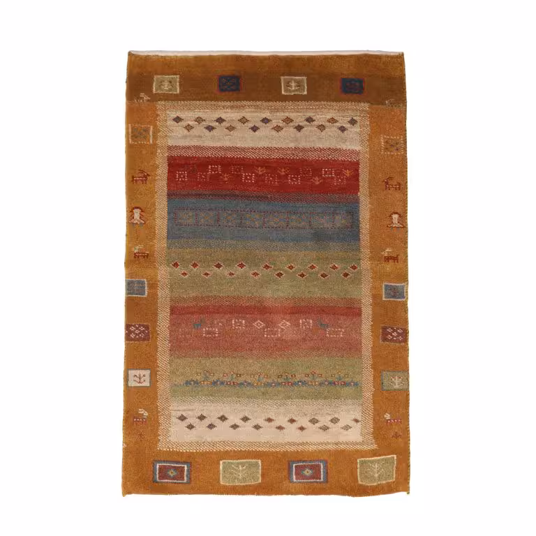 گبه دستباف یک و نیم متری طرح قشقایی کد 40303431