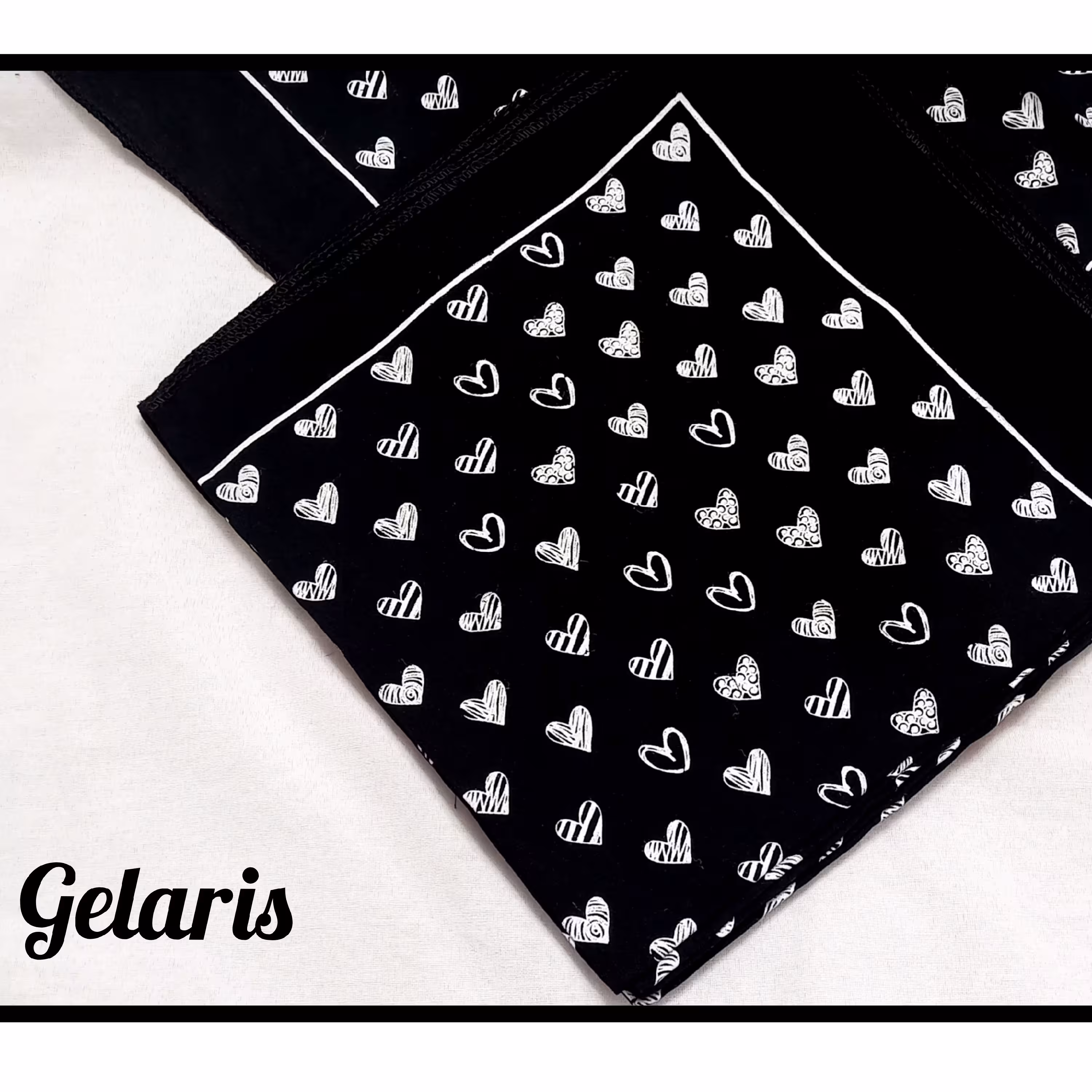 مینی اسکراف   باندانا  مشکی و چاپ طرح قلب 