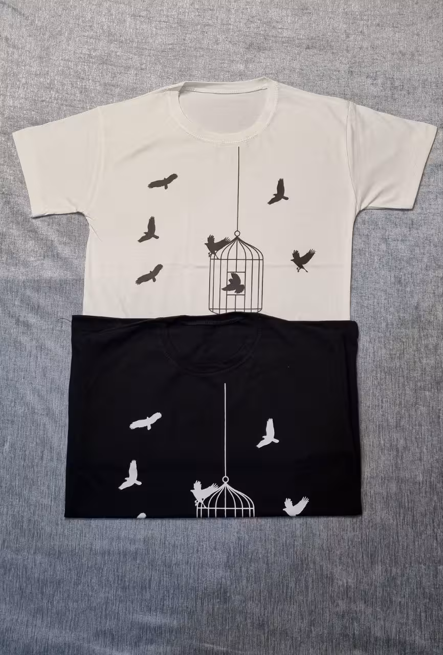 تیشرت نخ پنبه طرح قفس کد 3515