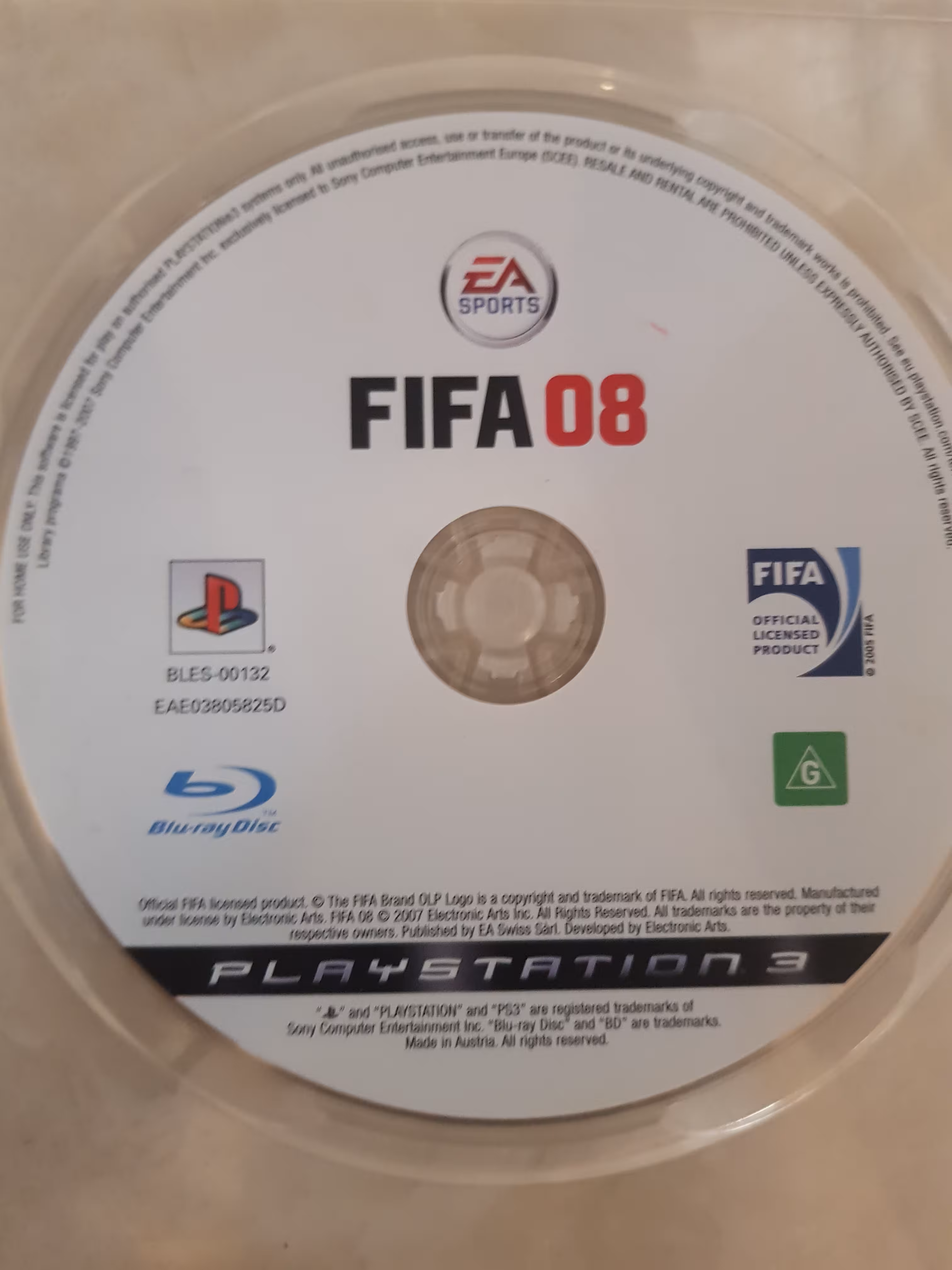 دیسک بازی اصلی اورجینال ps3 fifa08 نایاب سالم کلکسیونی بدون قاب