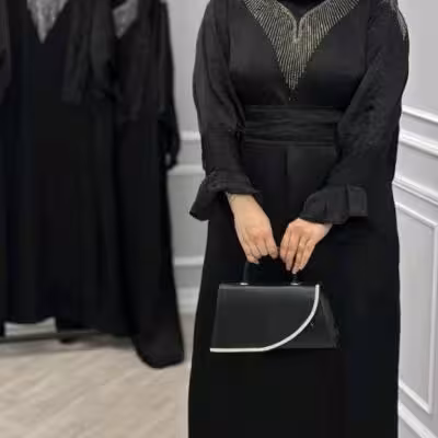 پیراهن زنانه مخمل مدل ماکسی بلند نگینی