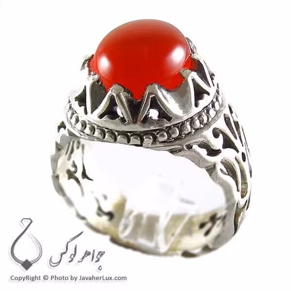 انگشتر نقره مردانه عقیق خراسانی مدل آتور _ کد : 100119