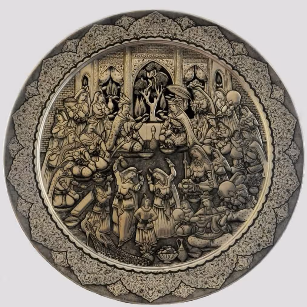 سینی قلمزنی مسی طرح بزم کد 102163