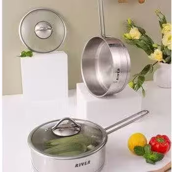 تابه دو دسته استیل سایز 24 براق ریور کد 3867