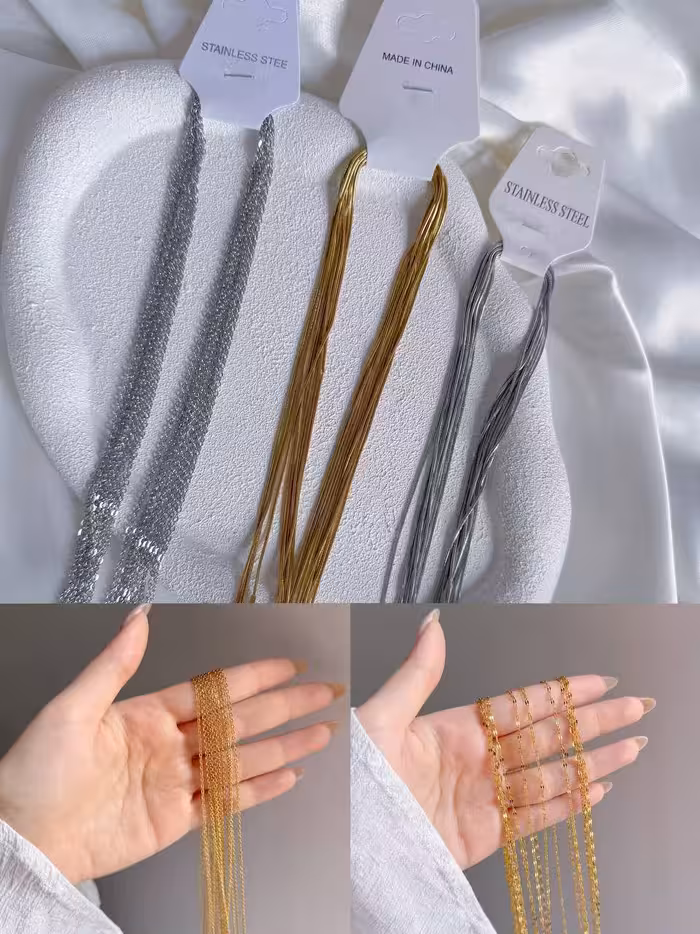 کالکشن زنجیر استیل رنگ ثابت1023 زنجیر/دونه ای/استیل و‌رنگ ثابت/ضدحساسیت